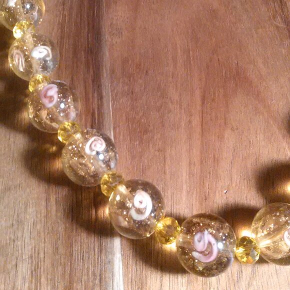 Champagne Color Murano Style Silvertone Necklace - Picture 5 of 15